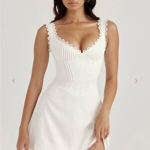 House of CB Tilly mini white dress, brand new, no tags. Size small, A/C cup